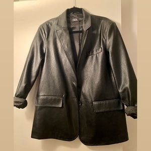 Zara Oversized Vegan Leather Blazer